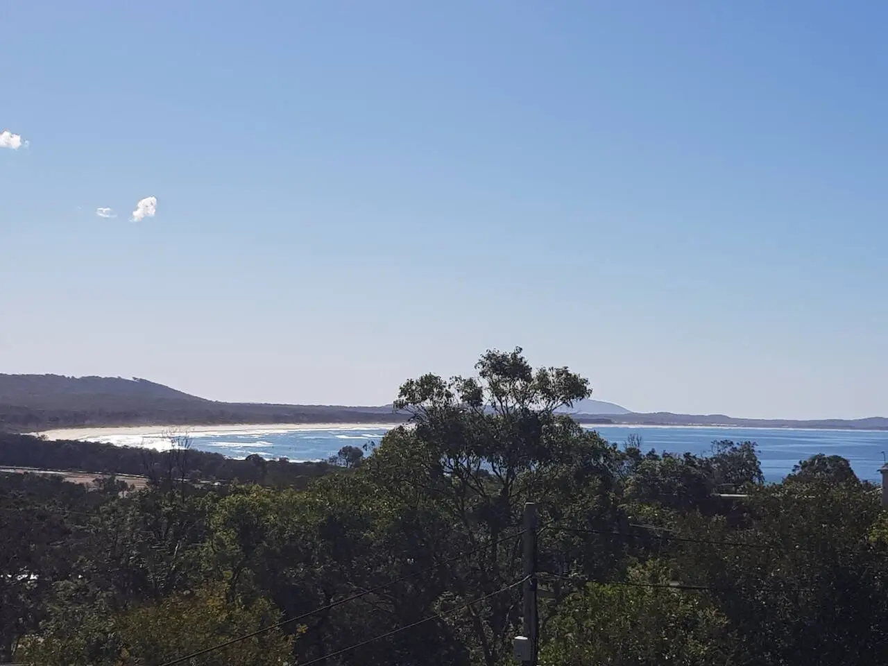 The ocean horizon off Crescent Head, NSW — whales pass close to the headland in season
