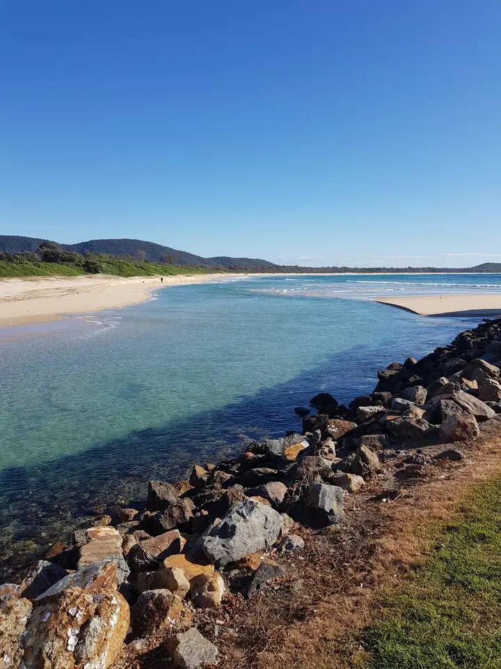 The Killick Creek estuary at Crescent Head, NSW — calm water for swimming and fishing